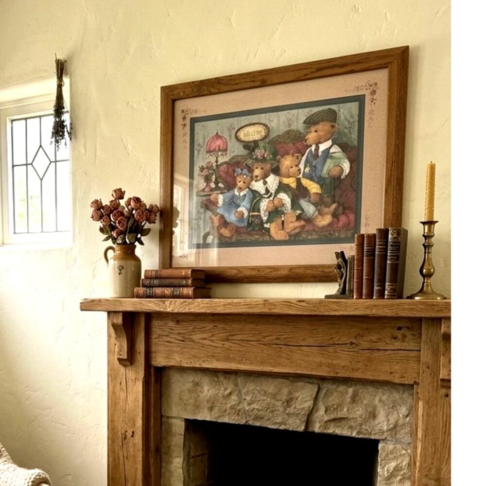 vintage Home Interiors Welcome Bears framed print Barbara Mock cozy teddy bears